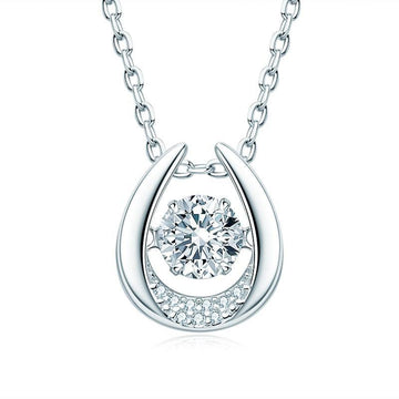 Best Seller - Lucky Horseshoe D-Color 0.8ct Dancing High Quality Moissanite Diamonds Necklace - Ideal Gift - The Jewellery Supermarket